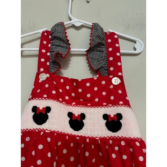 Southern Smocked Sprout Bubble Suit Romper Minnie Mouse Disney 3T Ruffle New - Picture 3 of 7